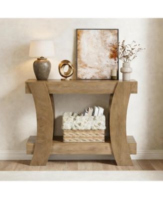 47-Inch Console Table for Entryway, 2-Tier Farmhouse Wooden Sofa Table