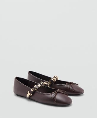 Women's Metallic Strap Details Ballet Flats