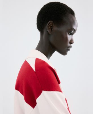 Women's Striped Polo-Neck Sweater