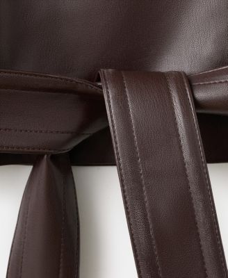 Women's Maxi Lapels Faux-Leather Jacket