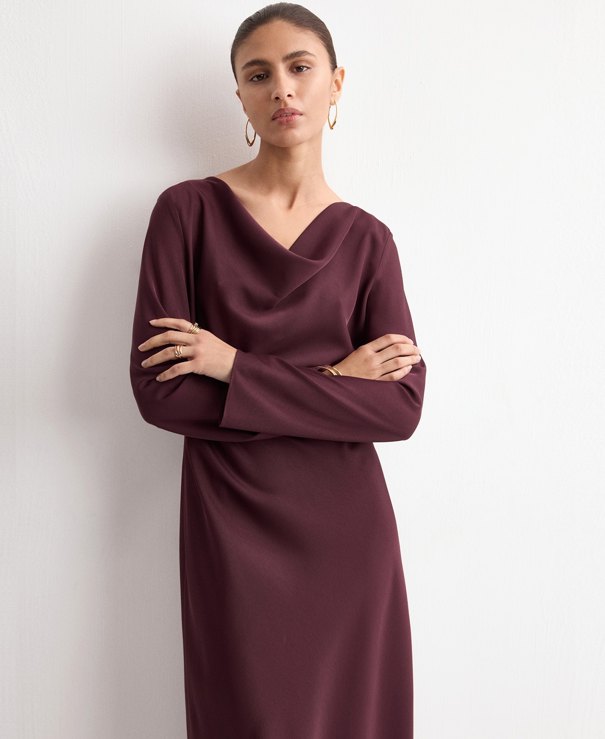 Mango Women's Draped Neck Dress