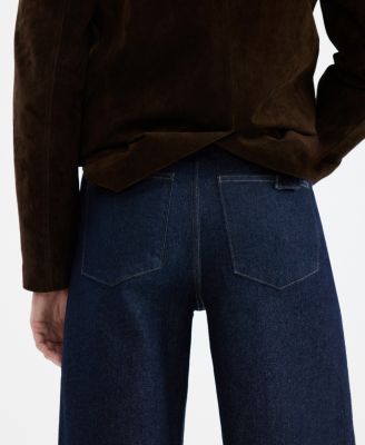 Women's Stitching Detail High-Waisted Wide Leg Jeans