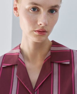 Women's Short-Sleeve Striped Pajama Shirt