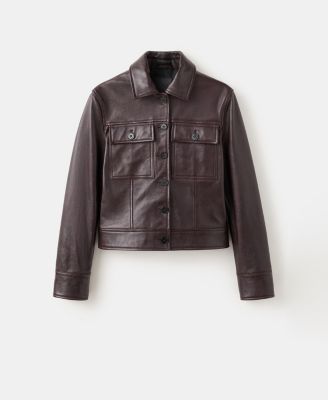 Women's Buttoned Leather Jacket