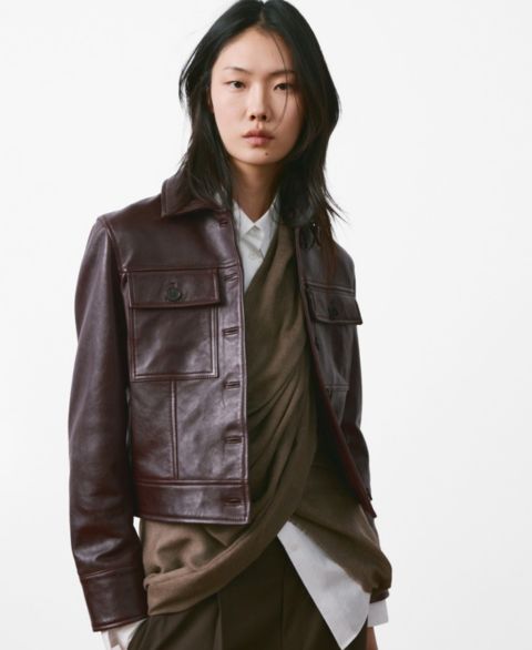 Женские куртки MANGO Buttoned Leather Jacket