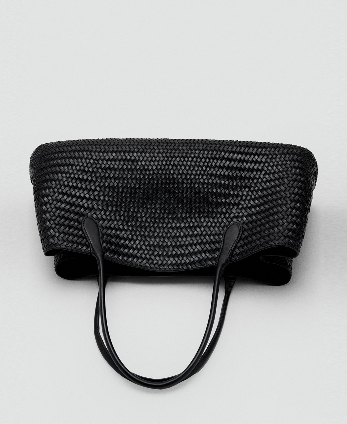 Mango Women's Large Braided Leather Shoulder Bag