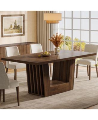 63-Inch Dining Table for 4-6, Farmhouse Rectangular Kitchen Dinner Table, Wood Dining Room Furniture