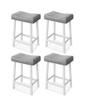 Counter Height Bar Stools Set of 2, PU Leather Barstools with Heavy Duty Metal Legs