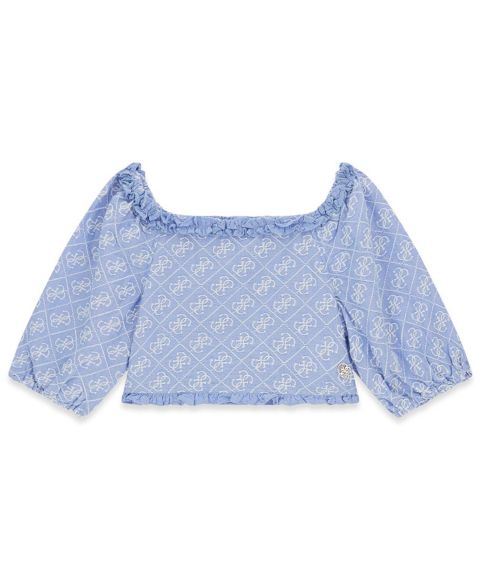 Детский топ Guess Oxford с открытыми плечами, 7-16, цвет: Синий