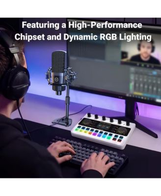 Multifunctional Podcast Microphone Bundle with Live Sound Card Audio Mixer