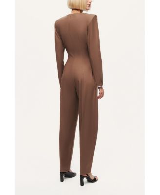 Women's Sculpted-Shoulder Crew-Neck Jumpsuit