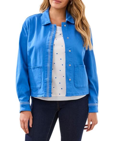 Женская куртка TRIBAL Hidden Snap-Front Stretch Denim, цвет: Королевский синий