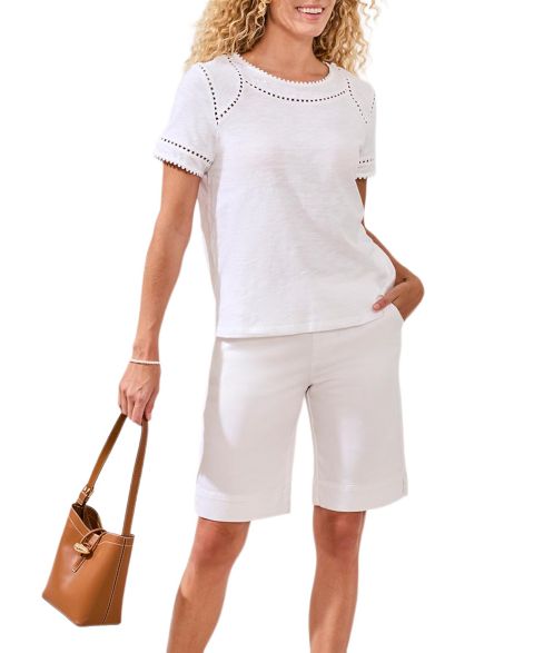 Женский топ TRIBAL Lace Detail Short-Sleeve, цвет: Белый