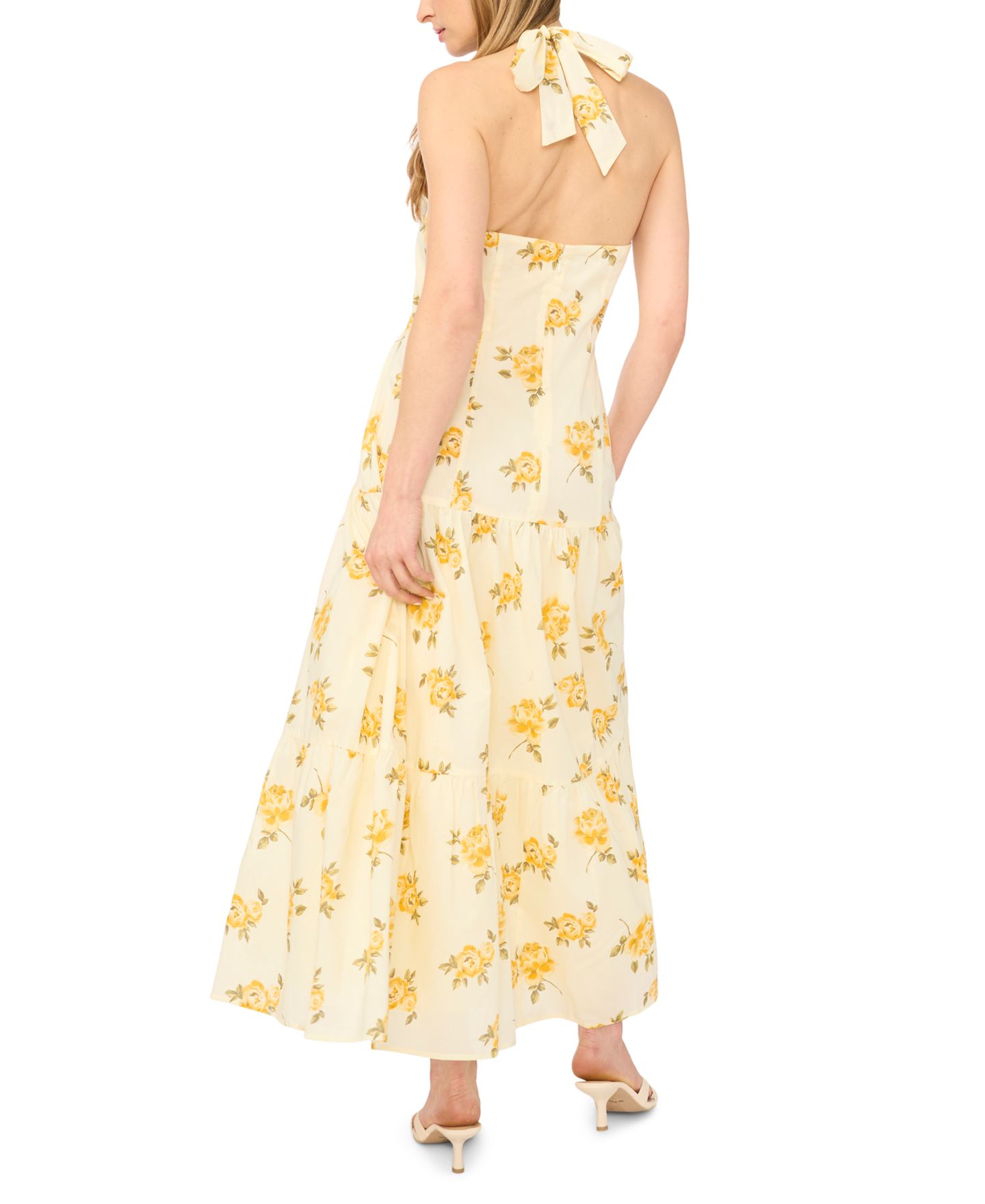 Женское платье Parker Floral Print Halter Neck Maxi, цвет: Пастельный жёлтый — фото 5