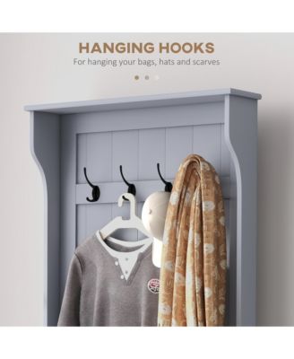 Hall Tree with Bench and Shoe Storage - Coat Rack with 4 Hooks and Flip Top Storage Compartment for Hallway and Entryway