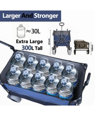 Heavy-Duty Folding Wagon Cart - Adjustable Push-Pull Handle, 360° All-Terrain Wheels, 480lbs Capacity for Groceries, Outdoor Transport