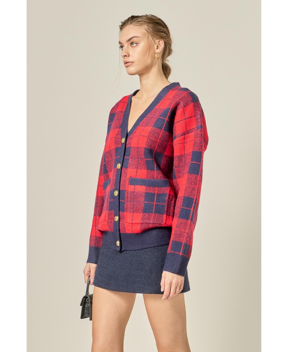English Factory Women's Check Cardigan