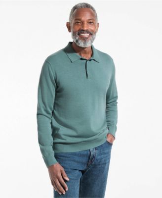 Men's Long Sleeve Cotton Sweater Polo