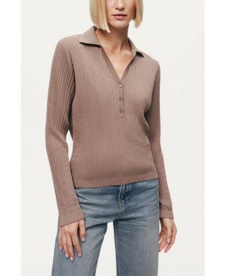 Women's Ribbed Polo Sweater