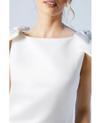 Women's Satin Bow Bridal Mini Dress