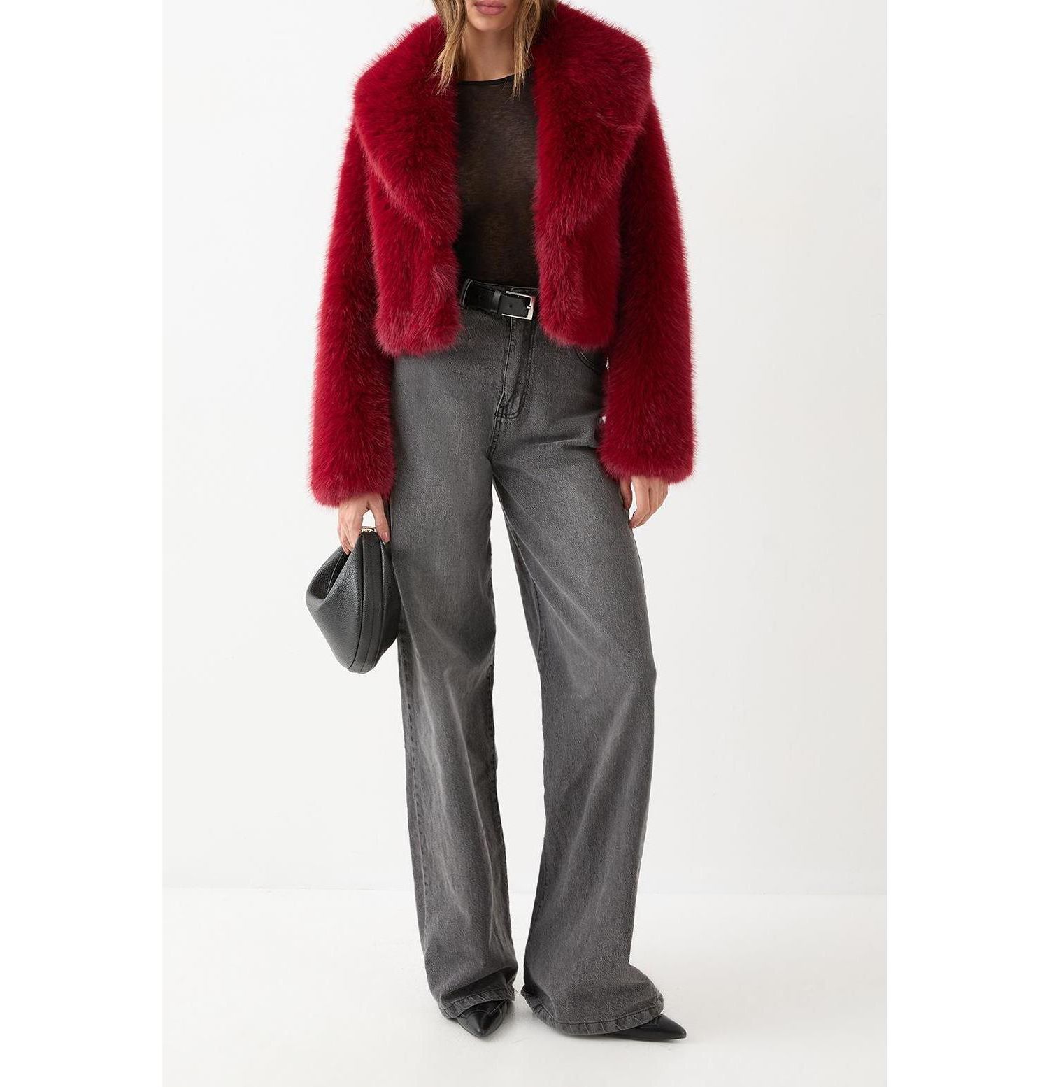 Women's Faux Fur Cropped Collar Coat