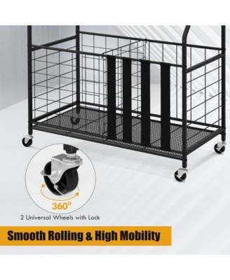 Garage Sports Equipment Organizer w/ Wheels Hooks & Baskets for Basketball