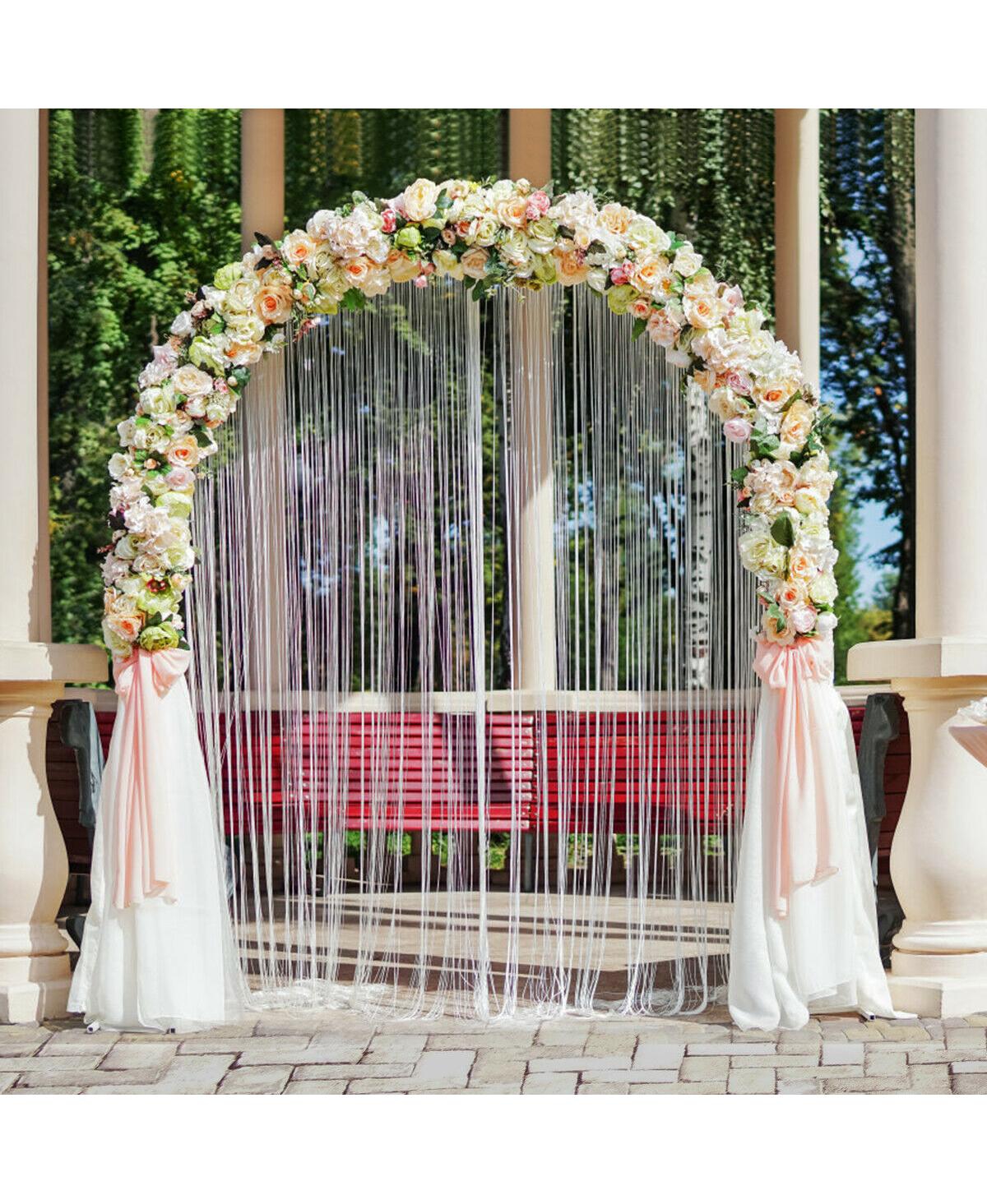 Gymax 7.2Ft Garden Arch Steel Arbor Wedding Garden Decoration Climbing Plants w/Stakes