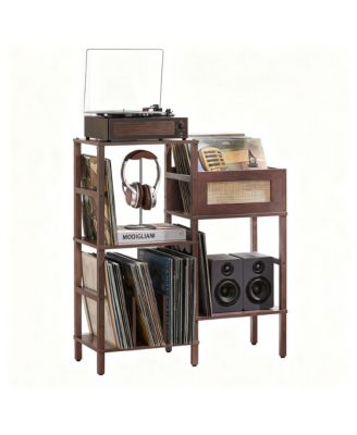 Bohemian 5-Color Vinyl Record Stand with 3+2 Tiers for 300+ Albums