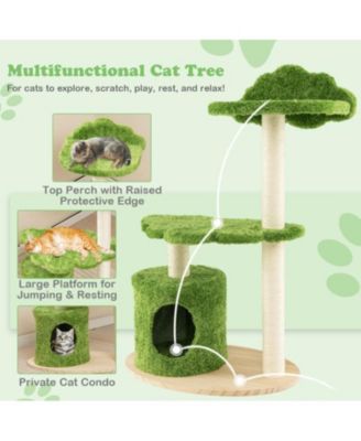 Indoor Cat Tree with Sturdy Supporting Frame, Cute Design for Climbing & Perching