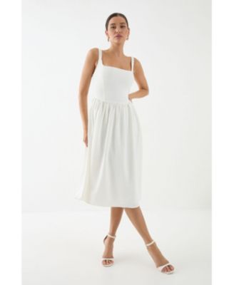 Women's Square Neck A Line Midi Dress