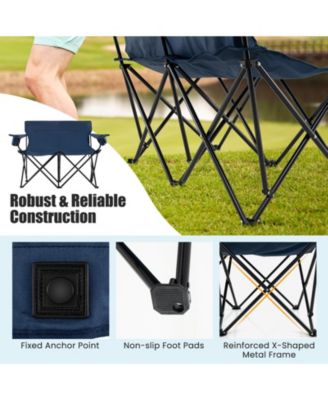 Camping Loveseat Chair for 2 with Cup Holders, Folding Outdoor Seat