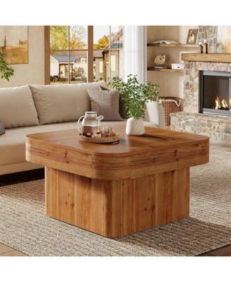 31.5'' Solid Wood Coffee Table, Farmhouse Square Coffee Table