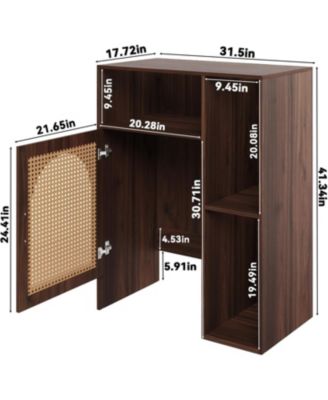 41.34" H Robot Vacuum Storage Cabinet Side Table, Multi Tier Farmhouse End Cabinet for Living Room, Small Corners