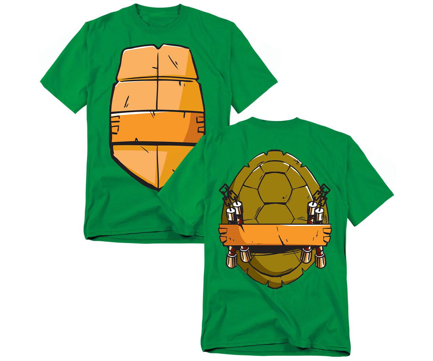 Мужская футболка Teenage Mutant Ninja Turtles Big & Tall 2012 Michelangelo Shell Front Back, цвет: Зелёный — фото 1