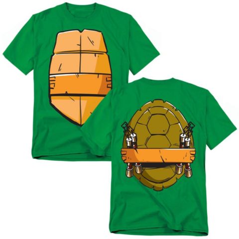 Мужская футболка Teenage Mutant Ninja Turtles Big & Tall 2012 Michelangelo Shell Front Back, цвет: Зелёный
