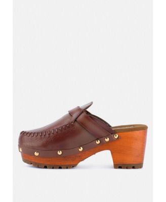 CHOCTAV Womens Handcrafted Leather Clogs