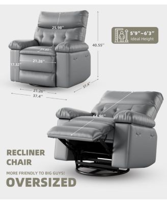 Oversized Recliner Chair with Massage & Heat, 360degree(s) Swivel Rocking Chair with Remote Control - Comfortable Accent Chair for Living Room