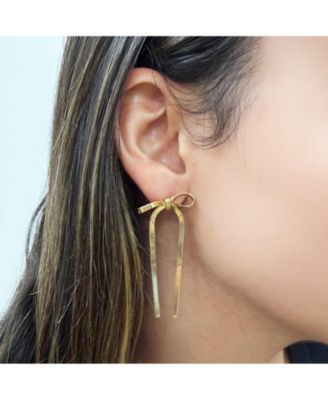 Herringbone Bow Earrings 14K Gold-Plated