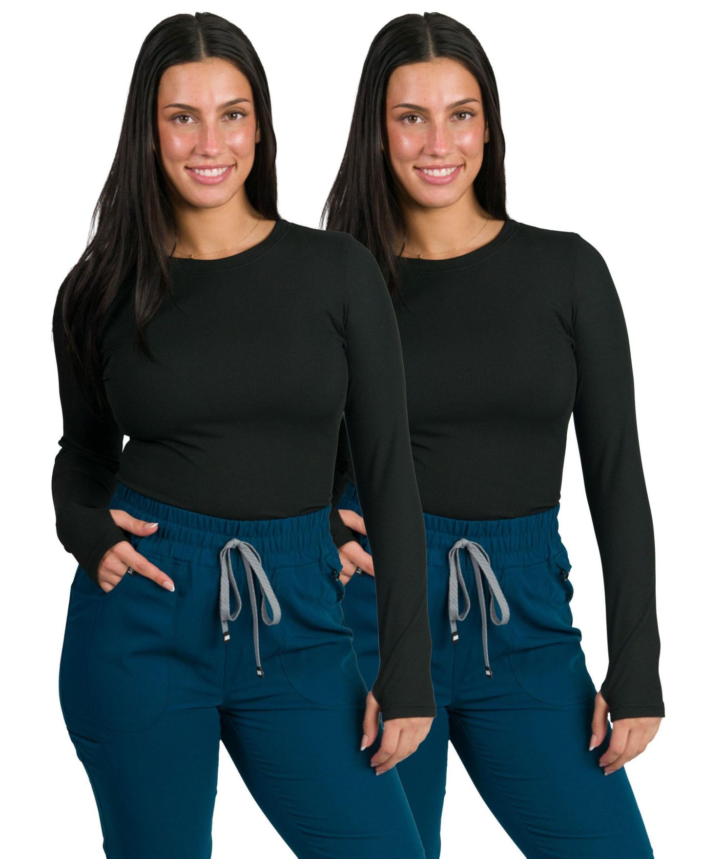 Женские топы Medgear 2-Pack MG-Glide Ribbed Underscrub, цвет: Чёрный — фото 1