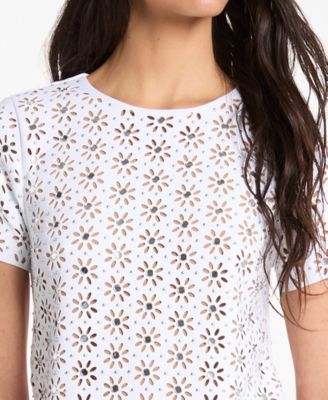 Women's Crochet Crewneck A-Line Mini Dress