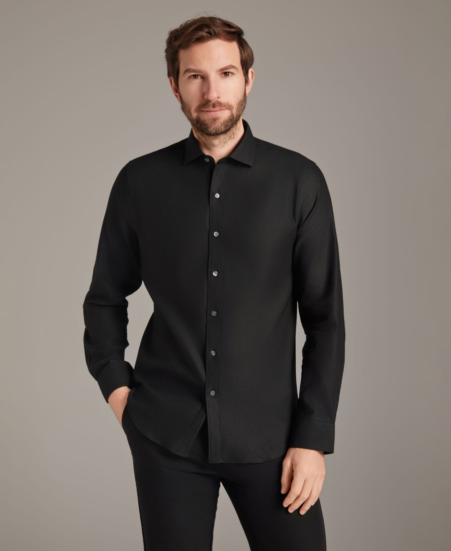 Мужская рубашка Bar III Diamond Dobby Spread Collar Dress Shirt, цвет: Чёрный комбинированный — фото 4