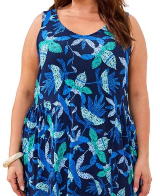 Plus Size Printed Sleeveless V-Neck Dress