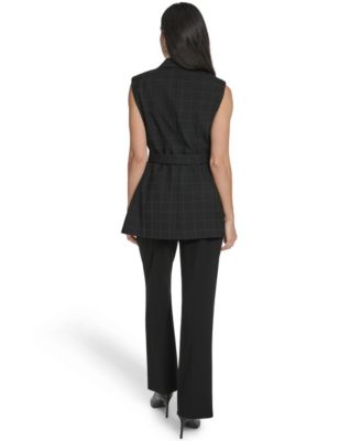 Women's Windowpane Tie-Waist Vest