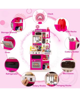 Kids Kitchen Playset Pretend Kitchen with Realistic Lights & Sounds for Interactive Play