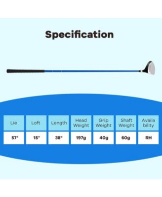 38" Junior #3 Fairway Wood, 165CC, Fiberglass Shaft, Ages 11-14