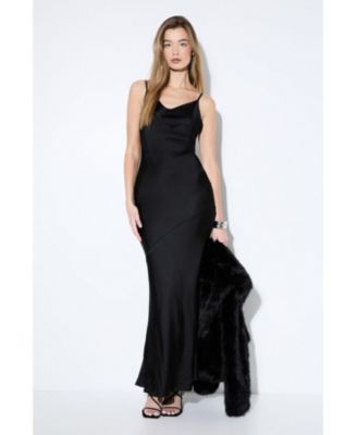 Women's Premium Satin Bow Bridesmaid Dress