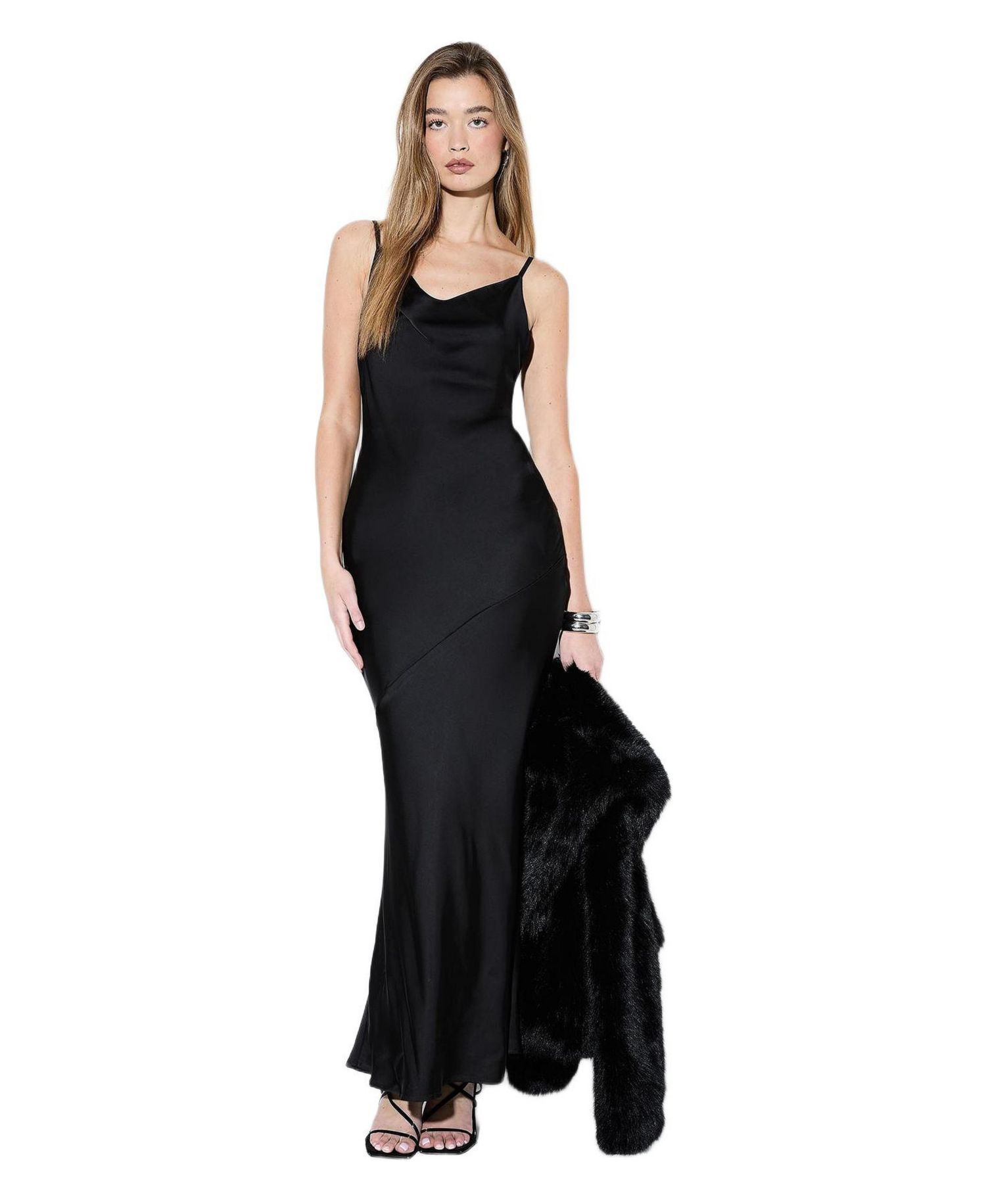 Women's Premium Satin Bow Bridesmaid Dress