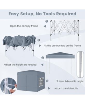 10x10 ft Pop-Up Canopy Tent Outdoor Patio Shelter with 4 Sidewalls