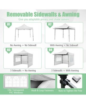 10x10 ft Pop-Up Canopy Tent with Awning and Sidewalls, Party or Picnic