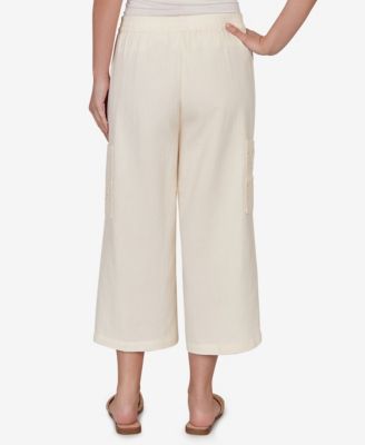 Petite Gauze Eyelet Cargo Pull-On Capri